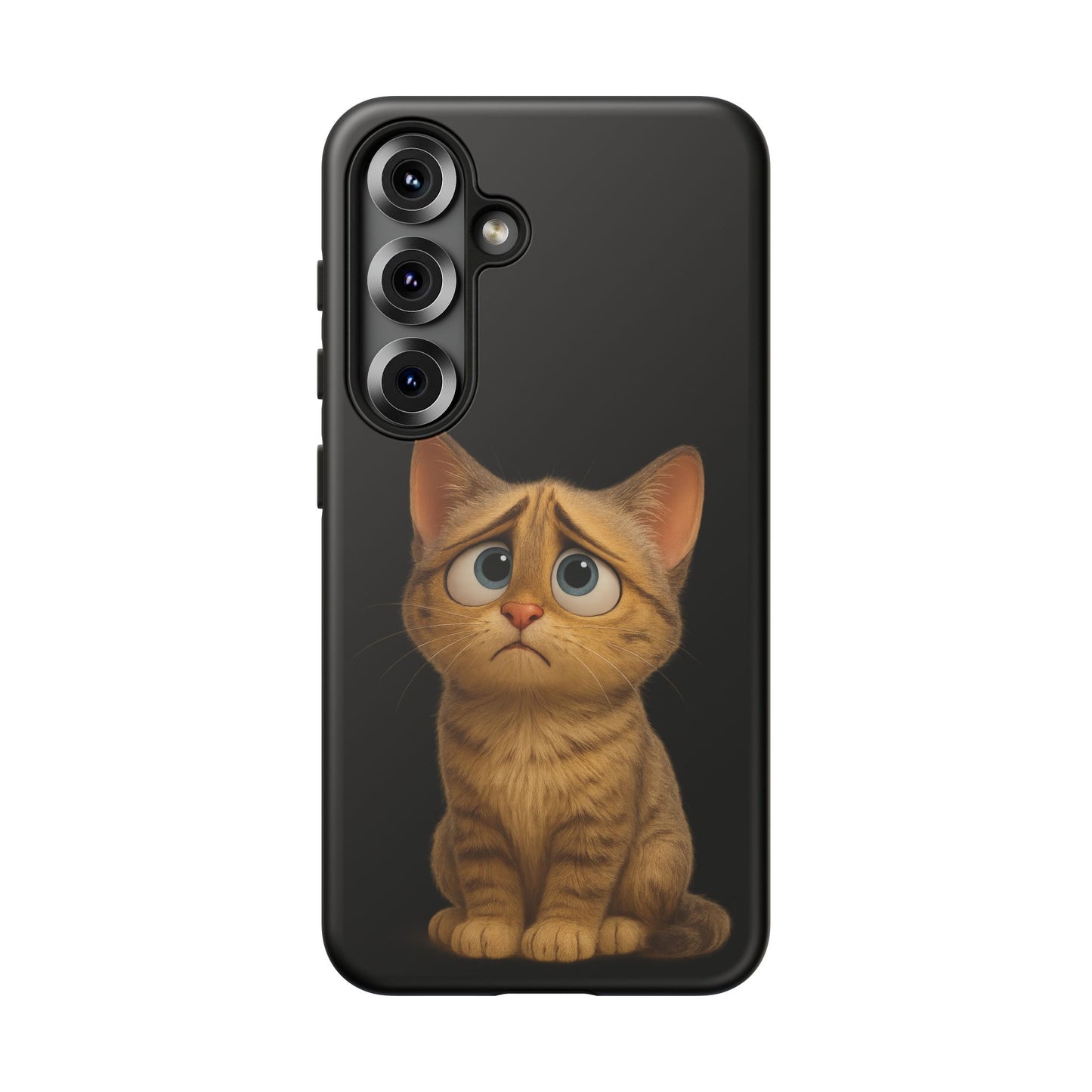 Cute sad kitty print phone case for iPhone, protective and stylish cat-themed iPhone case by Printify.
