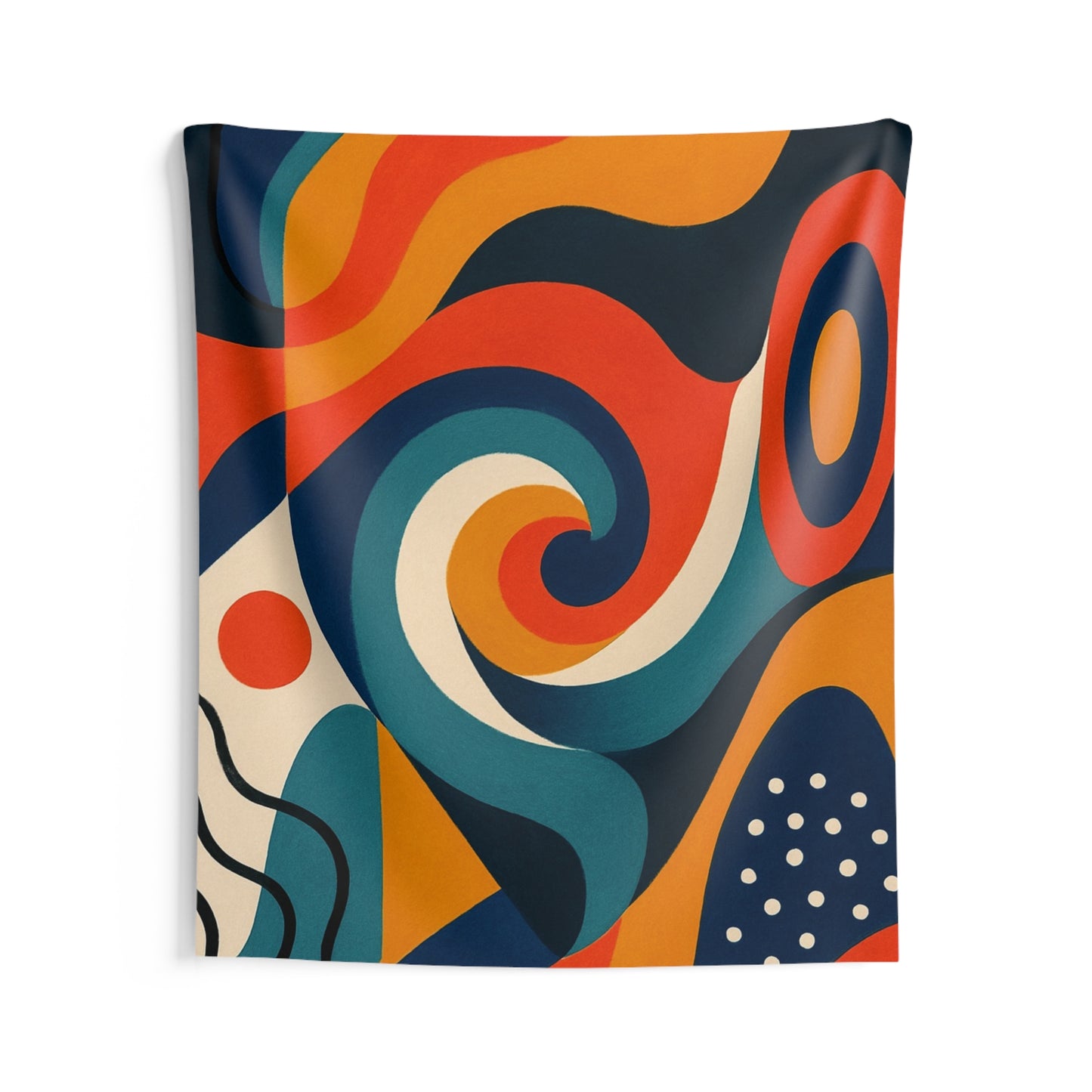 Abstract Retro Swirl Tapestry — Colorful Geometric Wall Art