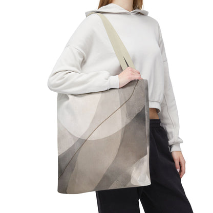 Neutral Abstract Watercolor Waves Tote Bag | All-Over Print