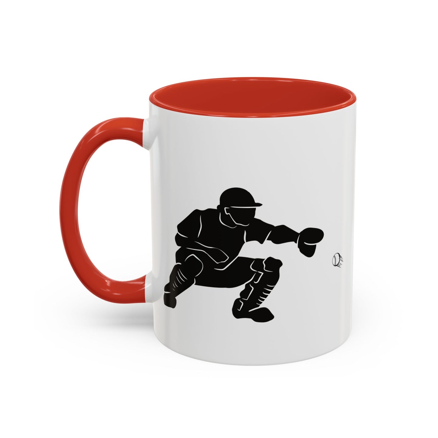 Baseball Catcher Coffee Mug, Sports Gift for Coaches, Black Accent Mug for Fans, Perfect for Birthdays & Celebrations, Unique Cup - TRV