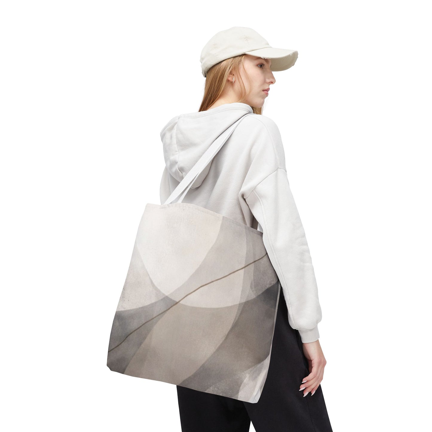 Neutral Abstract Watercolor Waves Tote Bag | All-Over Print