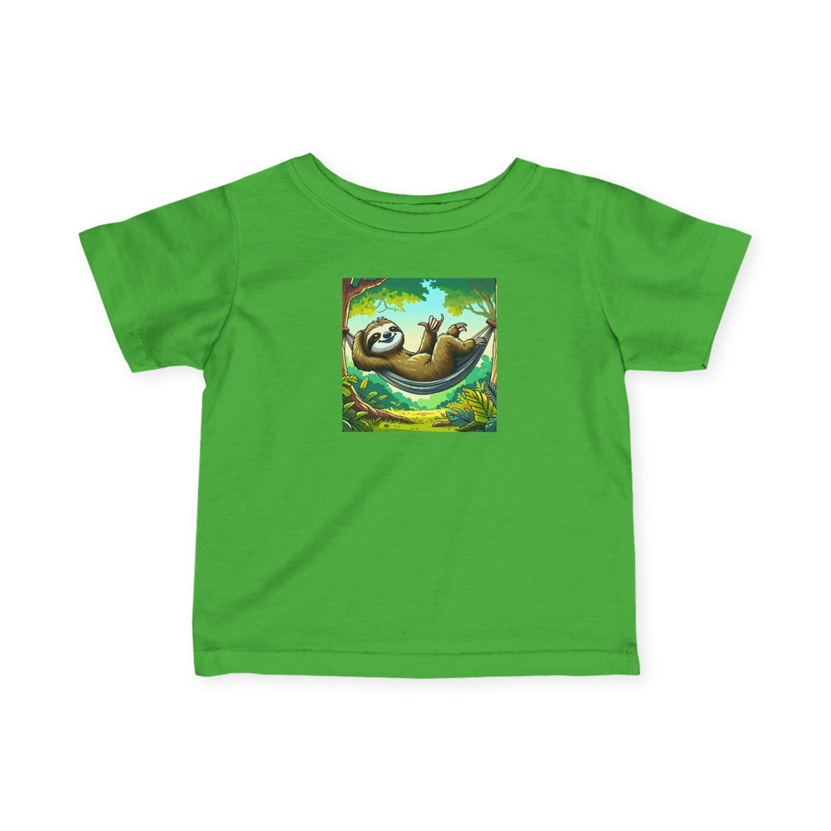 Cute infant tee by Printify featuring a sloth nap graphic, perfect for babies and young kids.