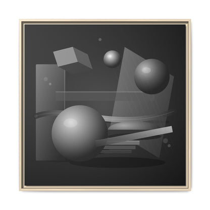 Monochrome Geometric Spheres Canvas Framed Wall Art | Matte Print