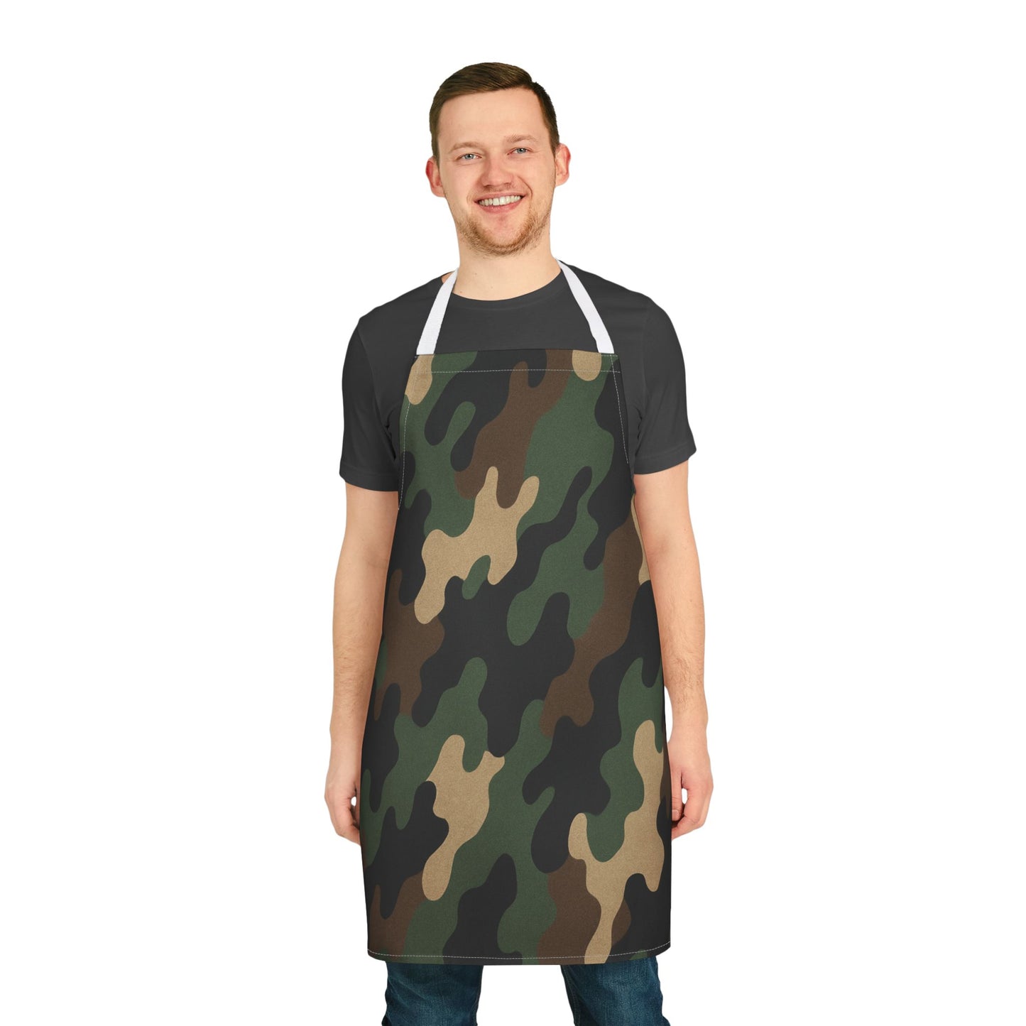 Camo Kitchen Apron, Cooking Gift for Him or Her, BBQ Apron with 5-Color Straps