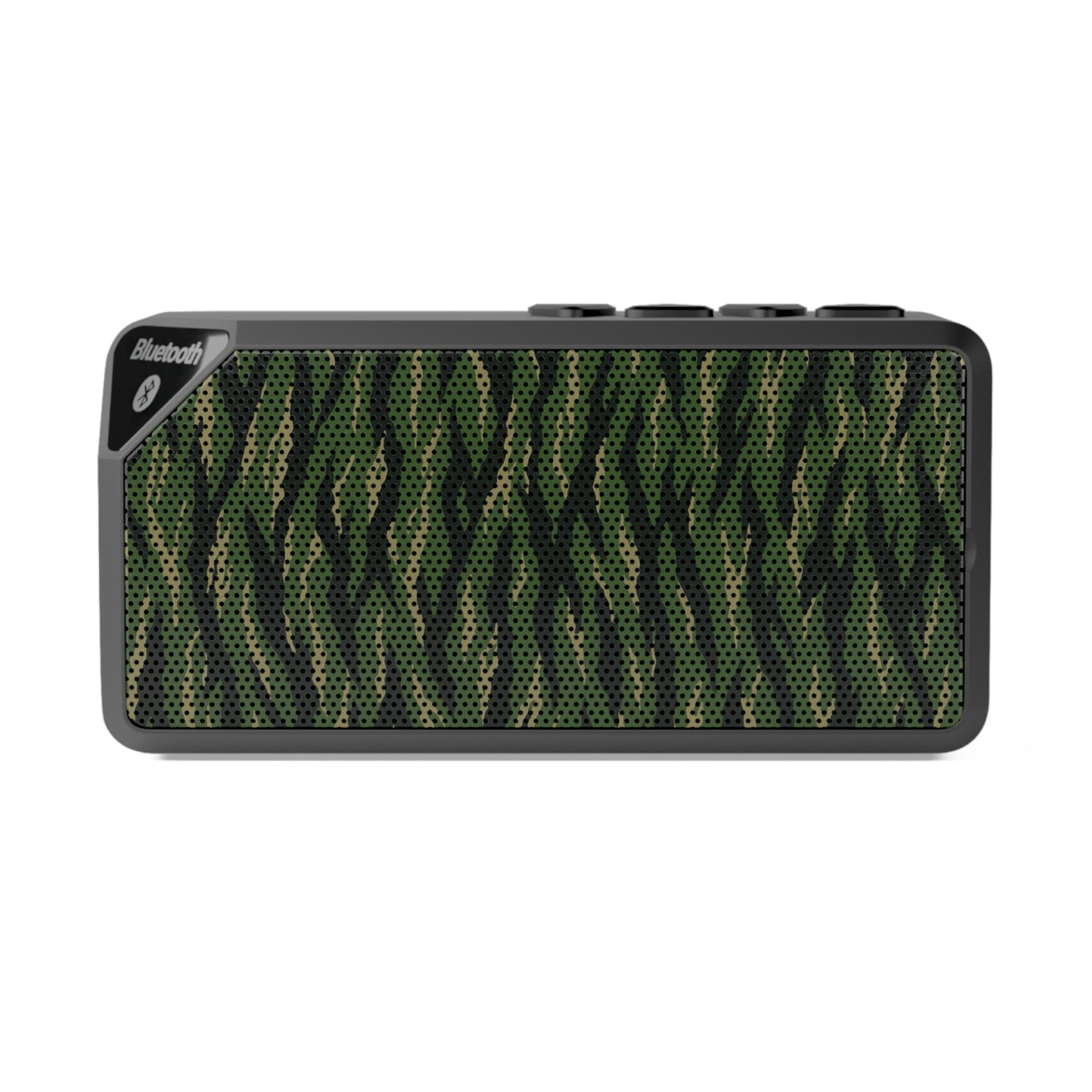 Camo Portable Bluetooth Speaker — Compact Wireless Speaker with Green Tiger Camo Grill