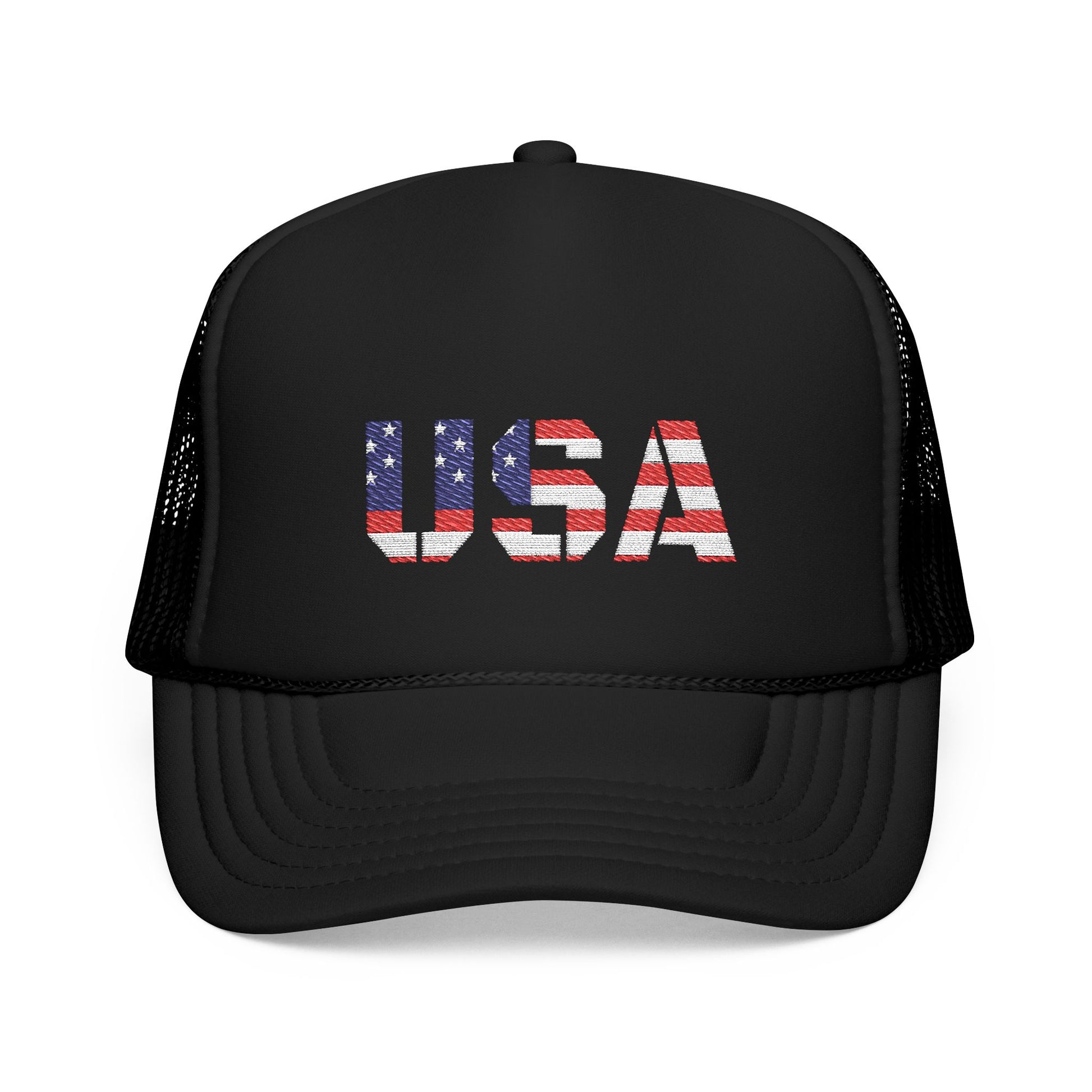 USA Flag Embroidered Foam Trucker Hat, Patriotic Cap, Red Mesh Hat, Summer Outdoor Gear, Festival Accessory, July 4th Gift - TRV