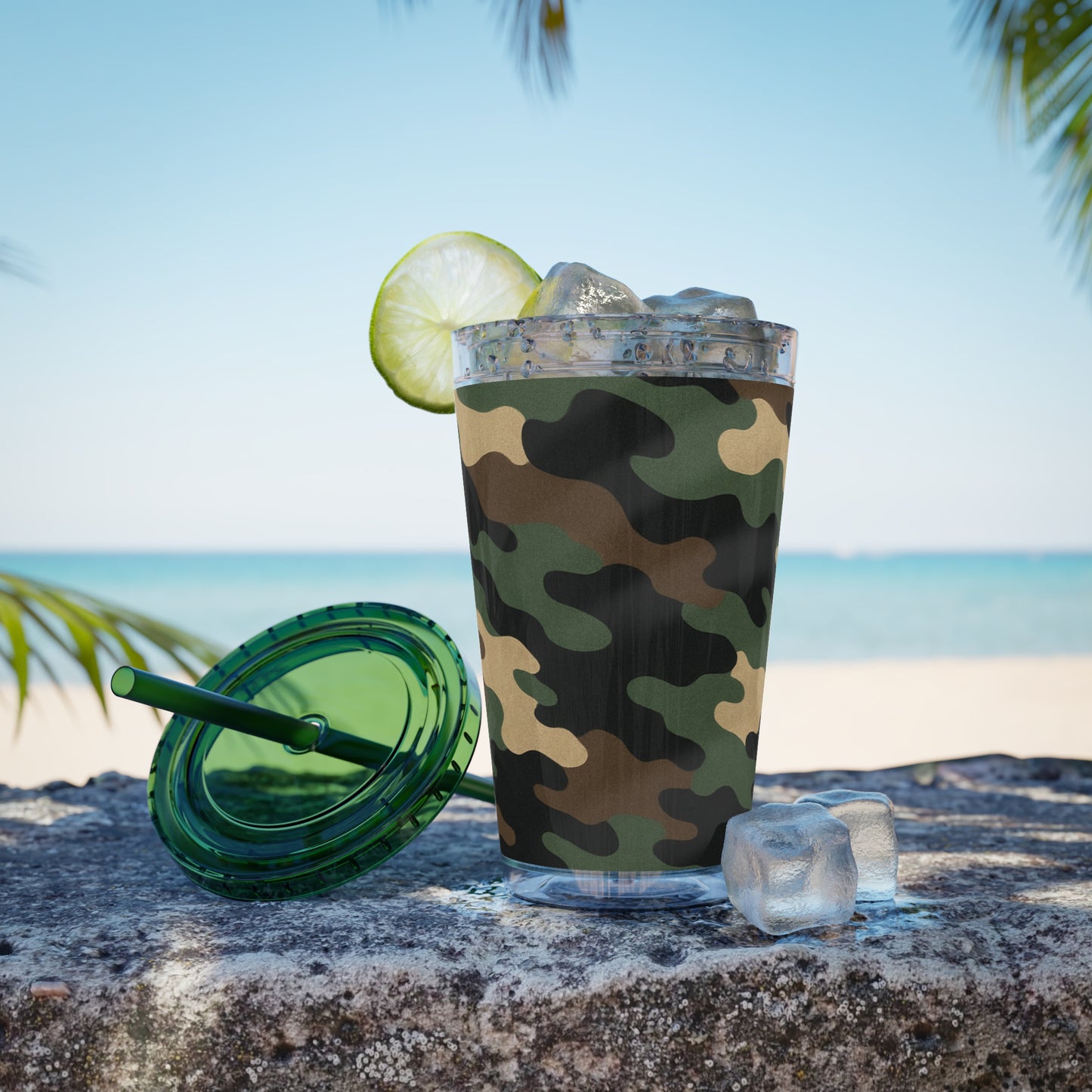 Stylish Camo Tumbler, 16oz Cup with Straw, Perfect for Outdoor Adventures, Gifts for Him, Travel Mug, Eco-friendly Drinkware, Camping