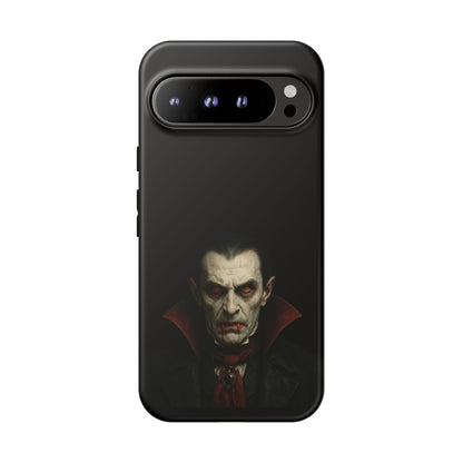 Gothic vampire portrait phone case for iPhone featuring Dracula horror design, by Printify.