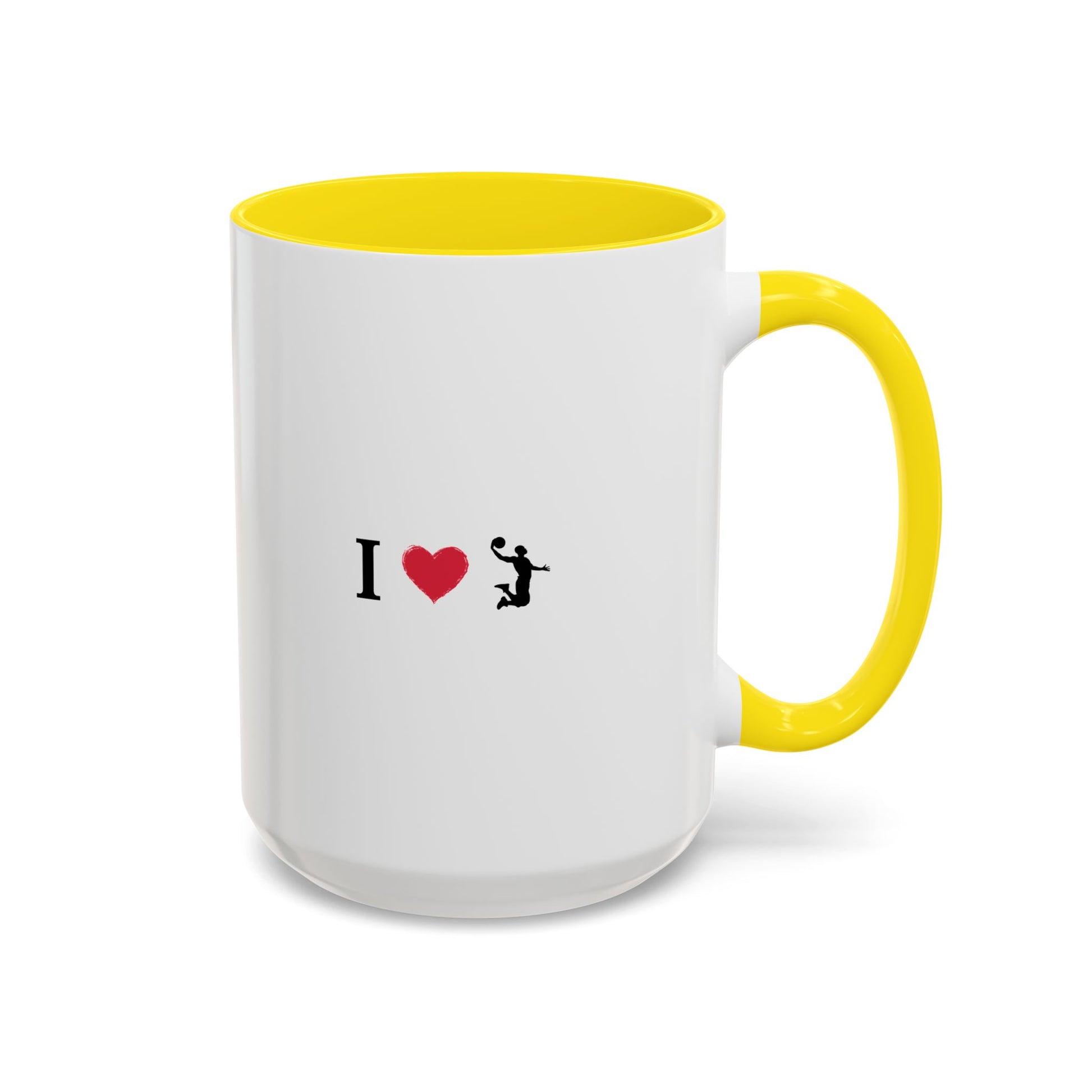 I Love Basketball Coffee Ceramic Mug, Cute Coffee Lover Gift, Personalized Mug for Fun, Black Accent Mug for Birthdays, Holidays, Office - TRV