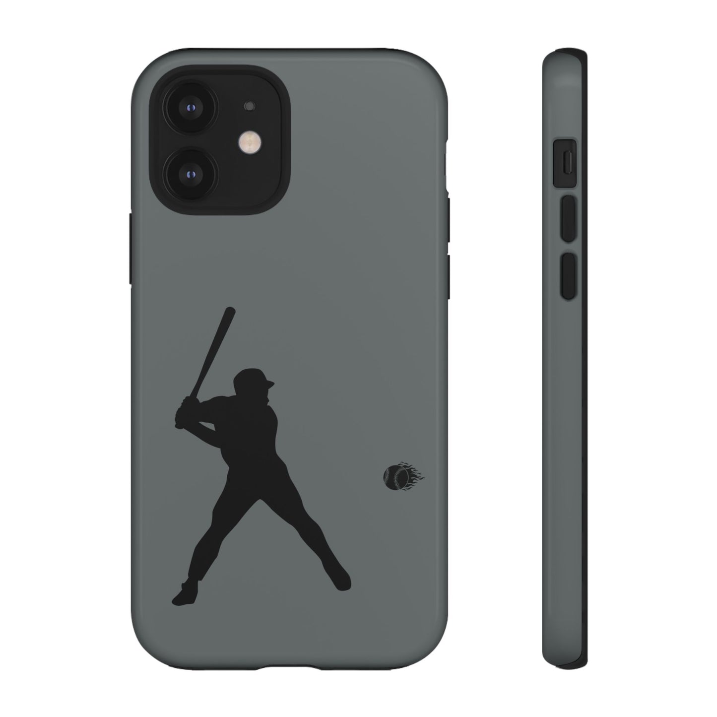 Black iPhone case with a baseball silhouette design, providing durable and sporty protection for your phone.