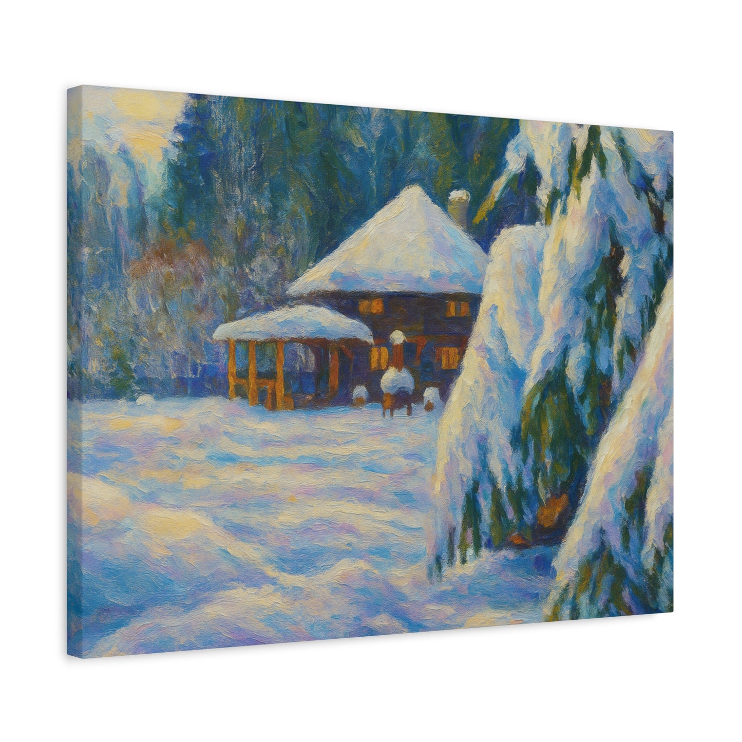 Winter Landscape Canvas Wall Art, Cozy Home Decor, Christmas Gift, Seasonal Artwork, Impressionist Style - TRV