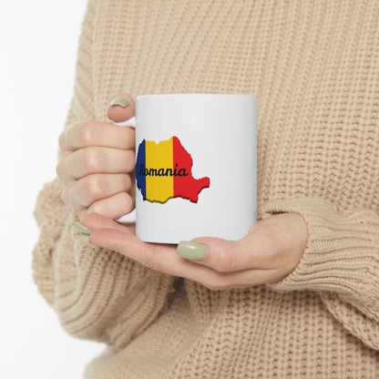 Romania Flag Ceramic Mug, Unique Coffee Cup, Travel Souvenir, Gift for Romanians