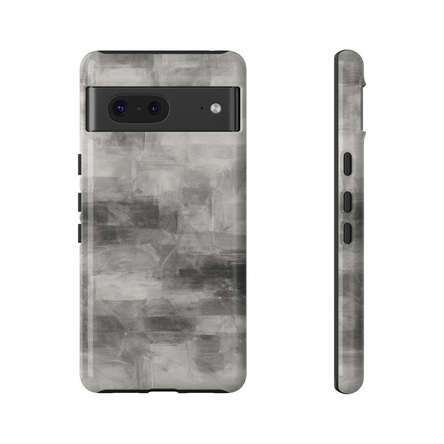 Abstract gray grid phone case for iPhone, tough protective cover by Printify, featuring a modern geometric design.