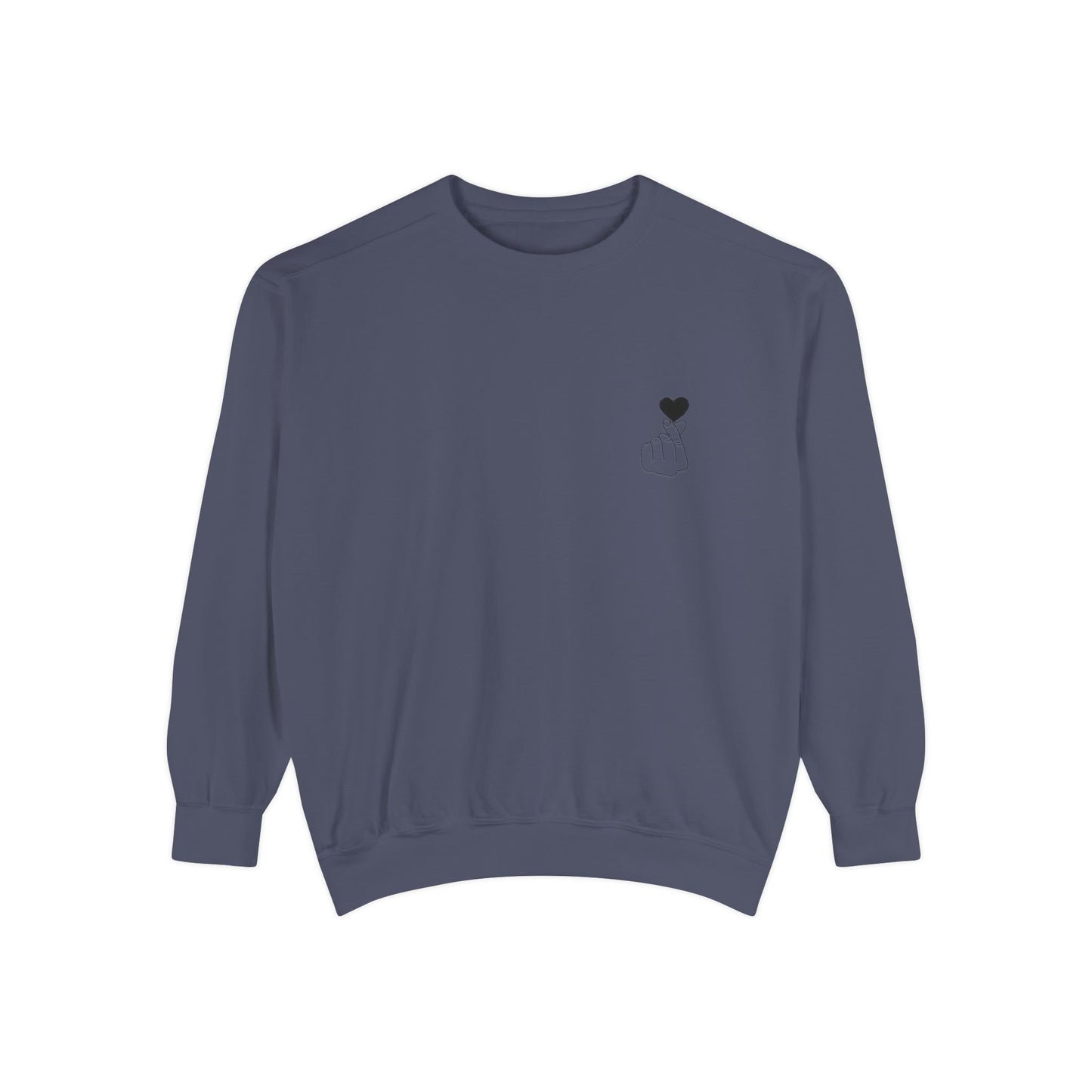 Unisex Garment-Dyed Sweatshirt with Heart Design - Cozy & Stylish