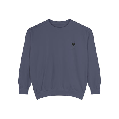Unisex Garment-Dyed Sweatshirt with Heart Design - Cozy & Stylish