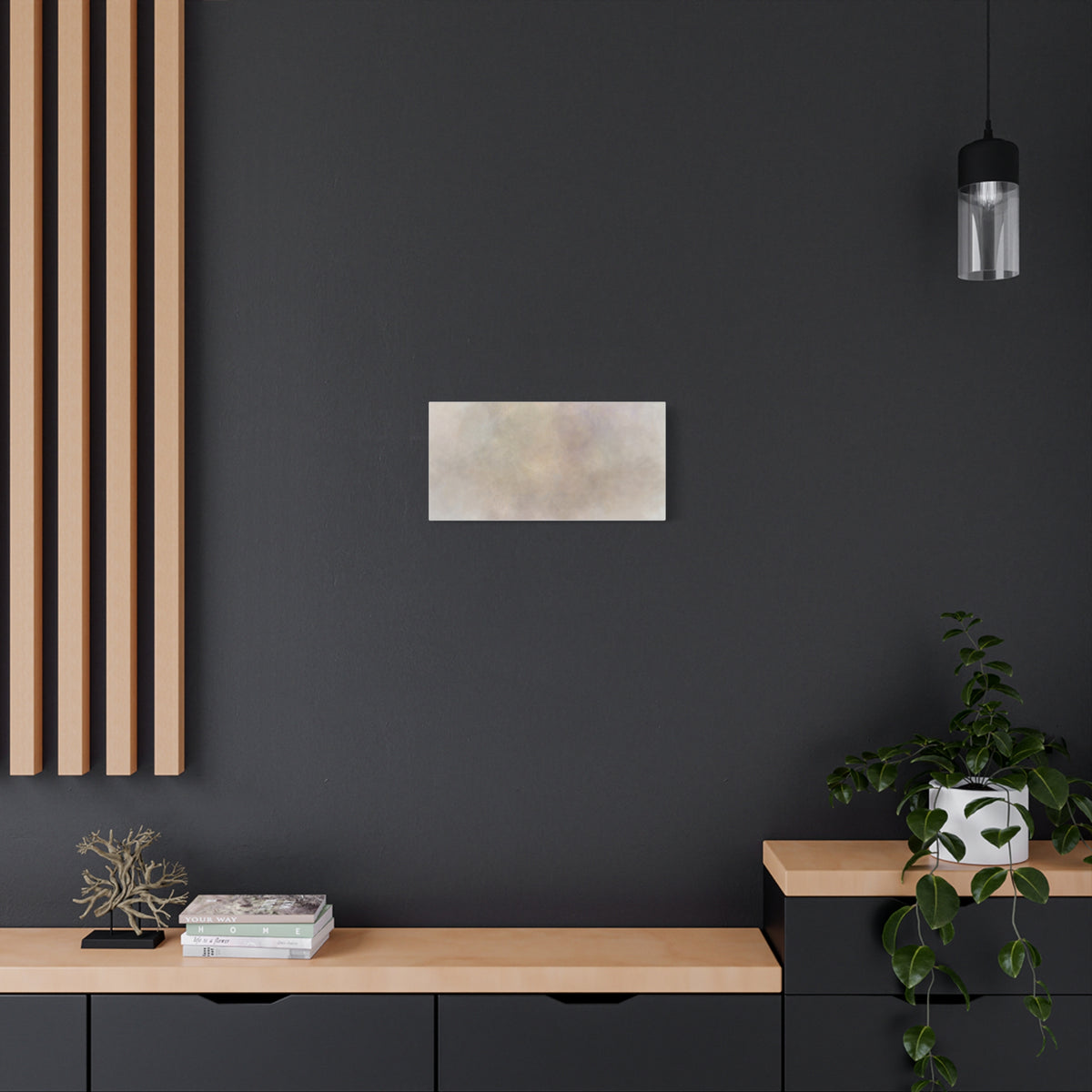 Soft neutral abstract fog canvas print by Printify featuring a calming, artistic fog design on high-quality canvas.