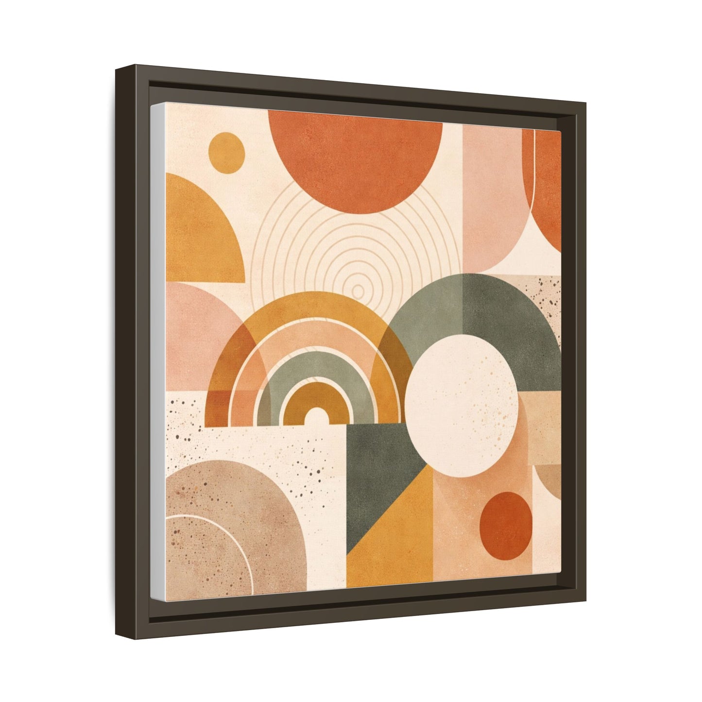 Abstract Terracotta Geometric Rainbow Matte Canvas Framed
