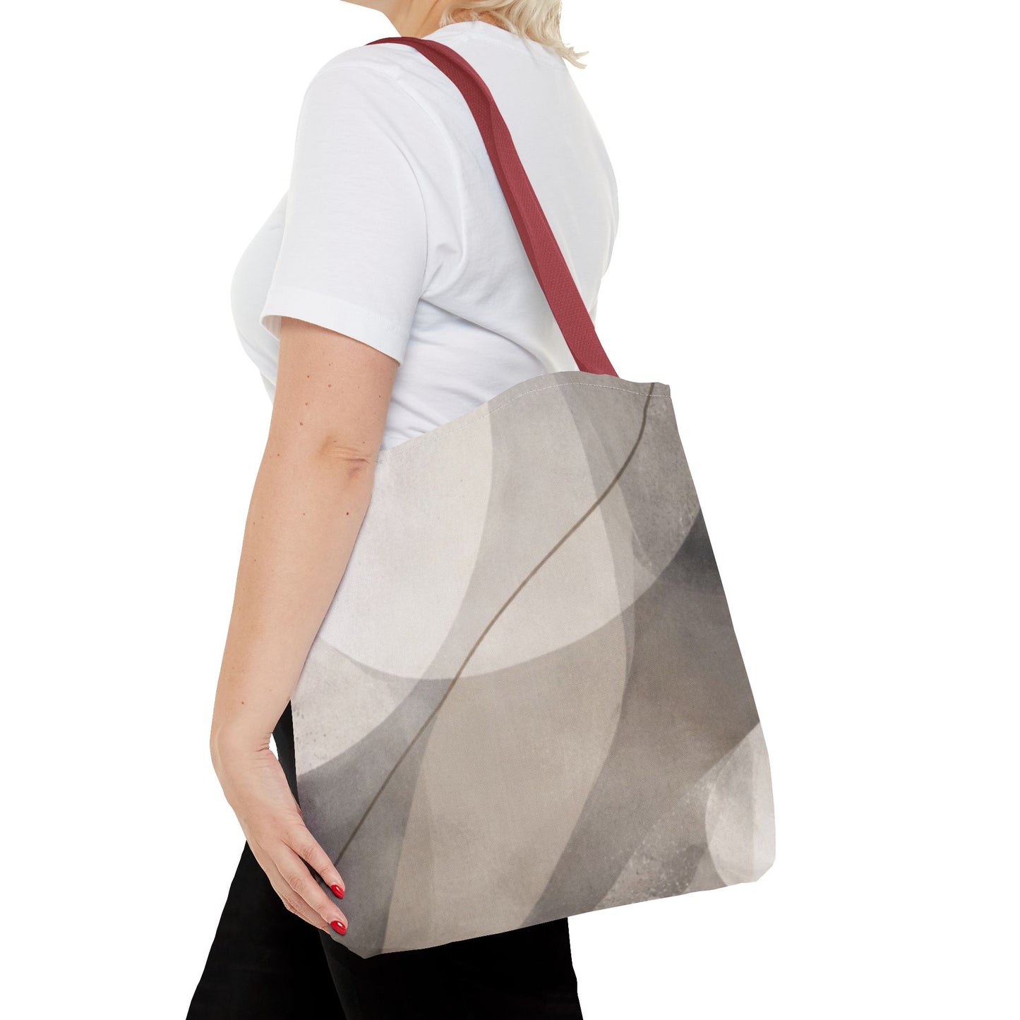 Neutral Abstract Watercolor Waves Tote Bag | All-Over Print