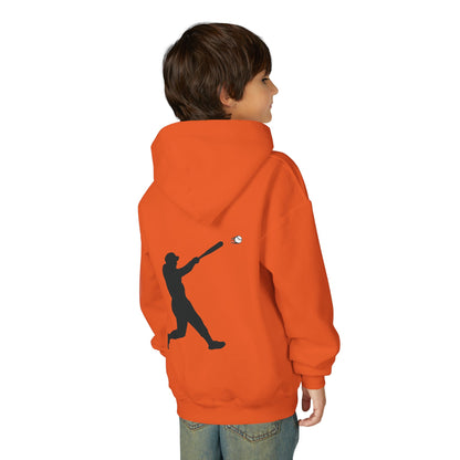 Youth baseball silhouette hoodie for kids, featuring a baseball player design on a comfortable pullover sweatshirt.