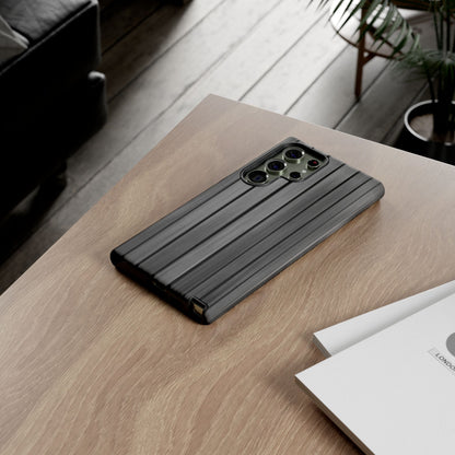 Ribbed metal texture iPhone case by Printify, tough protective phone cover with sleek design and durable metal finish.