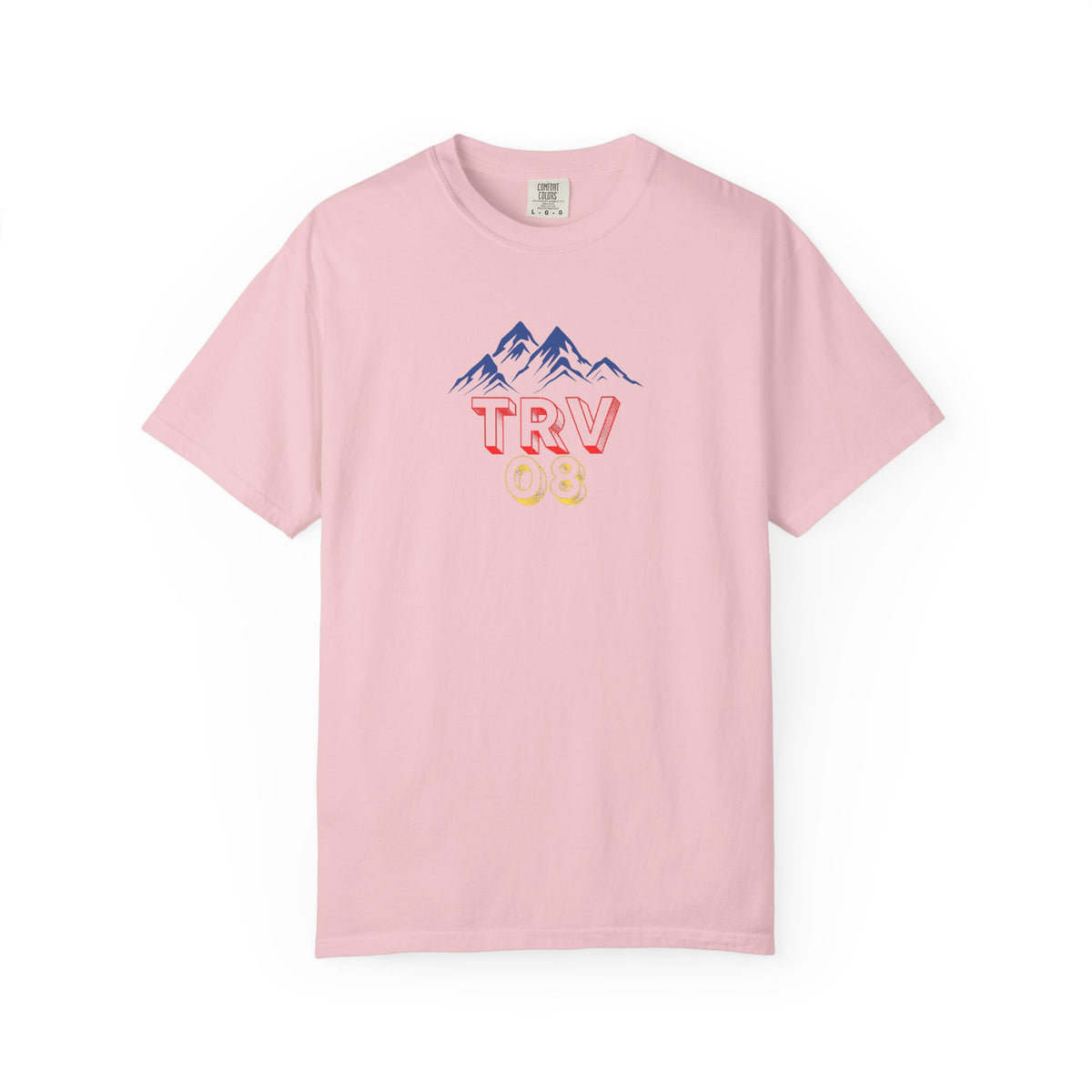 Unisex garment-dyed T-shirt with TRV08 Logo print in soft fabric, casual style, by Printify, shown in natural color.