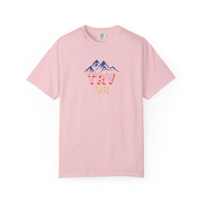 Unisex garment-dyed T-shirt with TRV08 Logo print in soft fabric, casual style, by Printify, shown in natural color.