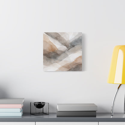 Neutral Abstract Watercolor Waves Canvas