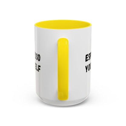 Funny Espresso Yourself coffee mug by Printify with humorous "Espresso Yourself" slogan, 11 oz ceramic mug for coffee lovers