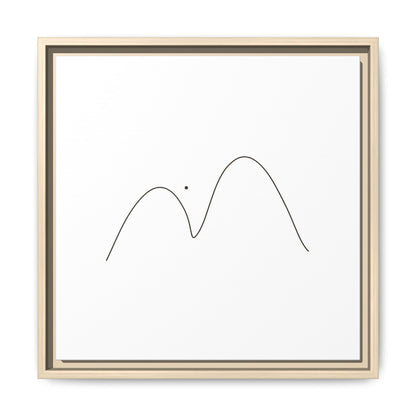 Minimalist mountain line art on framed matte canvas by Printify, featuring simple mountain silhouette with clean lines.