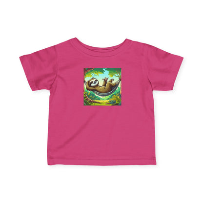 Cute infant tee featuring a sloth nap graphic, adorable baby shirt from Printify, perfect for little kids' casual wear.