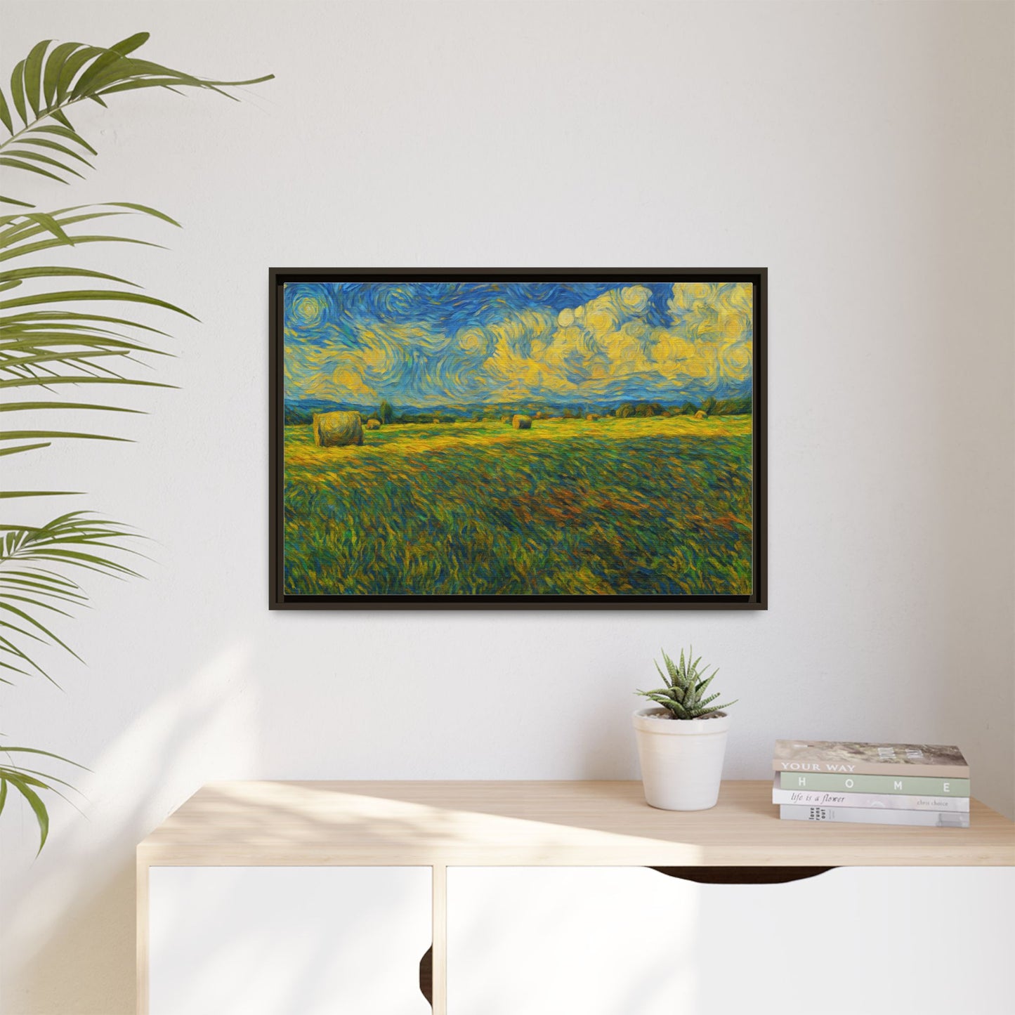 Framed multi-color landscape matte canvas print by Printify, showcasing a vibrant scenic artwork on high-quality canvas.