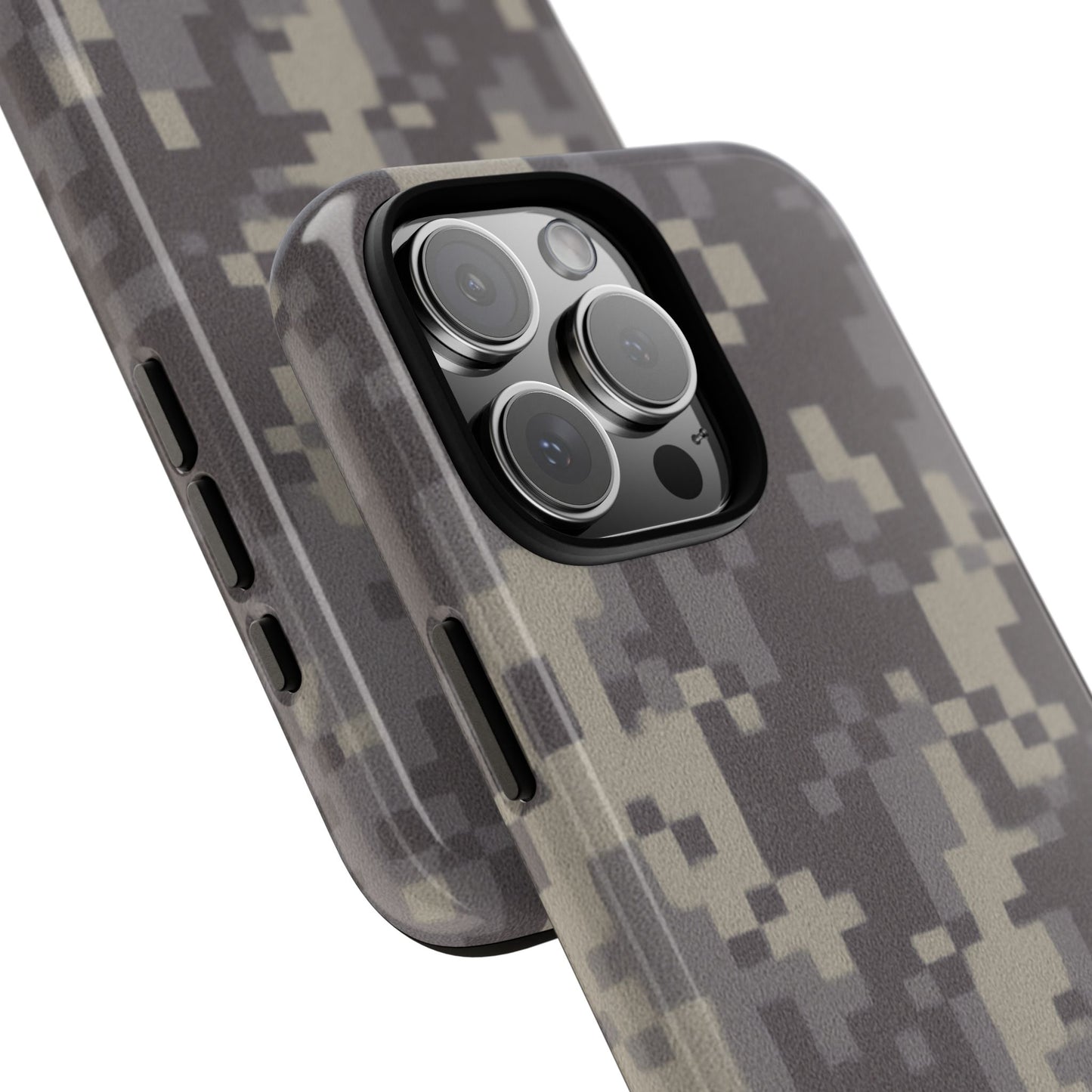 Digital camouflage tough phone case by Printify, rugged protective cover for smartphones with a rugged camo pattern.