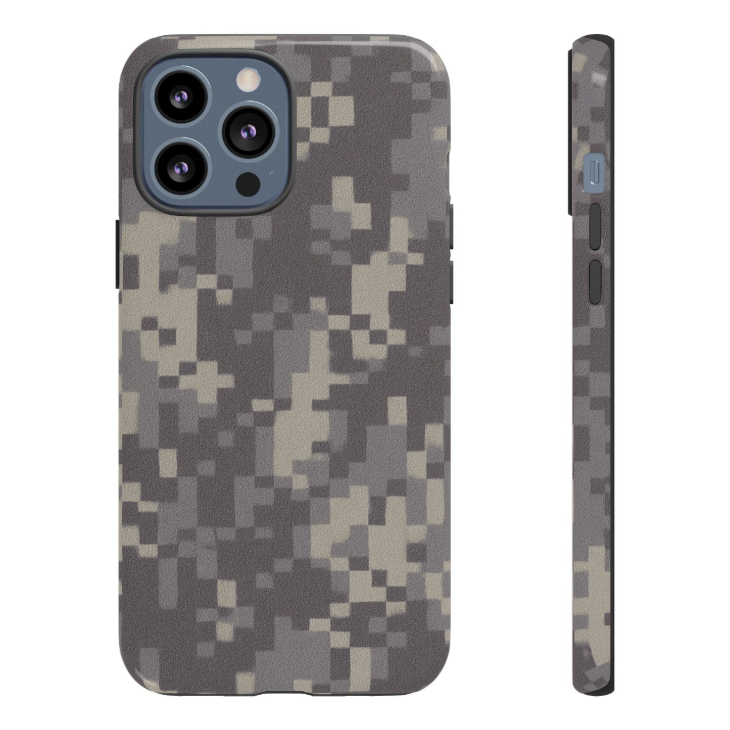Rugged digital camouflage phone case by Printify offering durable, protective coverage for smartphones with tough camouflage design.