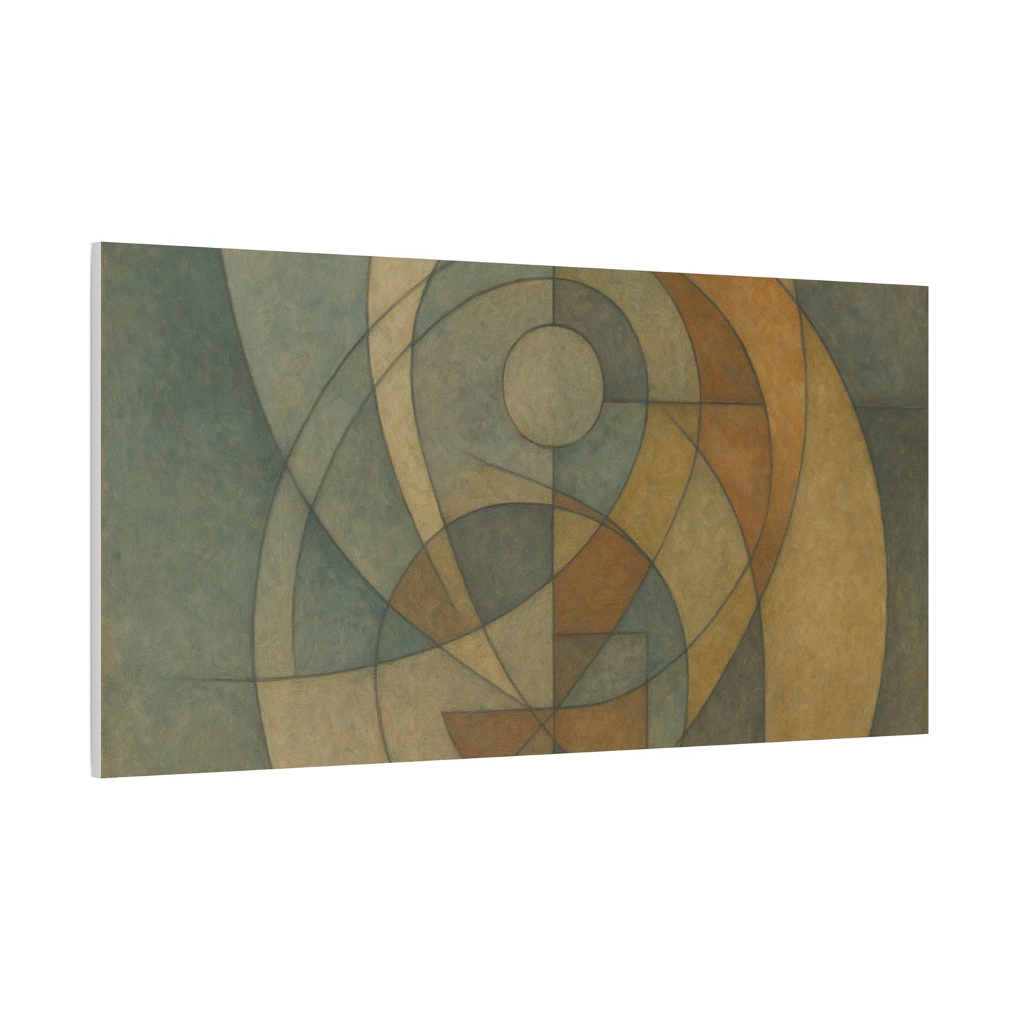 Abstract geometric circles on a matte canvas by Printify, featuring bold shapes and vibrant colors in a modern design.