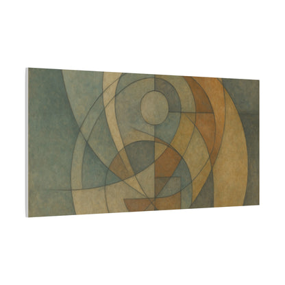 Abstract geometric circles on a matte canvas by Printify, featuring bold shapes and vibrant colors in a modern design.