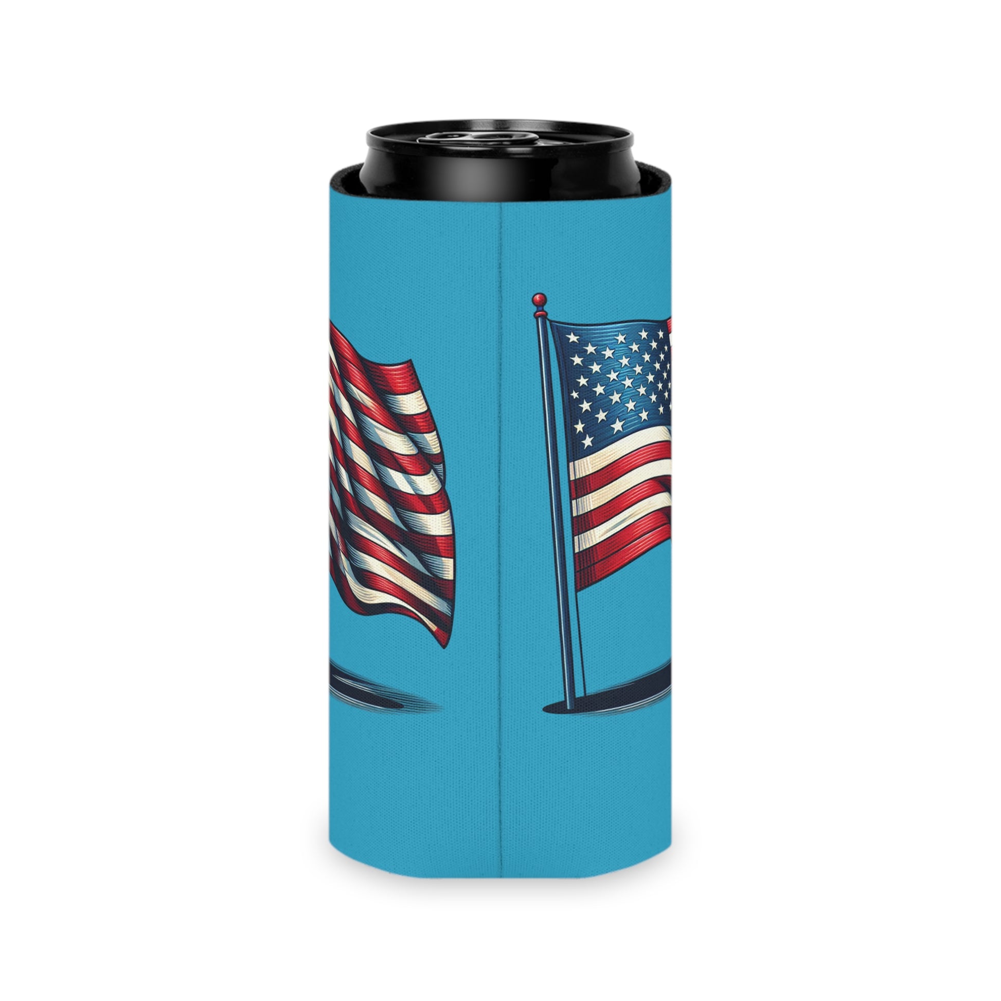 Patriotic Can Cooler, Summer BBQ Accessory, Independence Day Drink Holder, Americana Coaster, USA Party Favor - TRV
