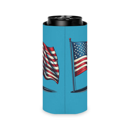 Patriotic Can Cooler, Summer BBQ Accessory, Independence Day Drink Holder, Americana Coaster, USA Party Favor - TRV