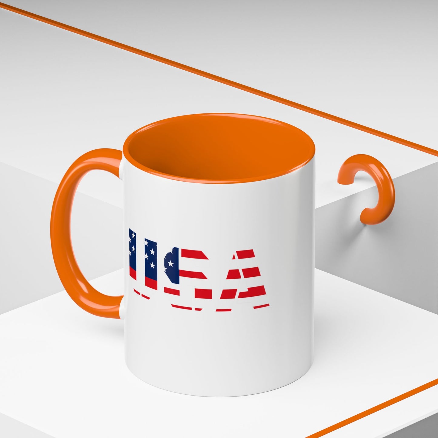 USA Flag Accent Coffee Mug — Patriotic 11/15oz Ceramic Coffee Cup