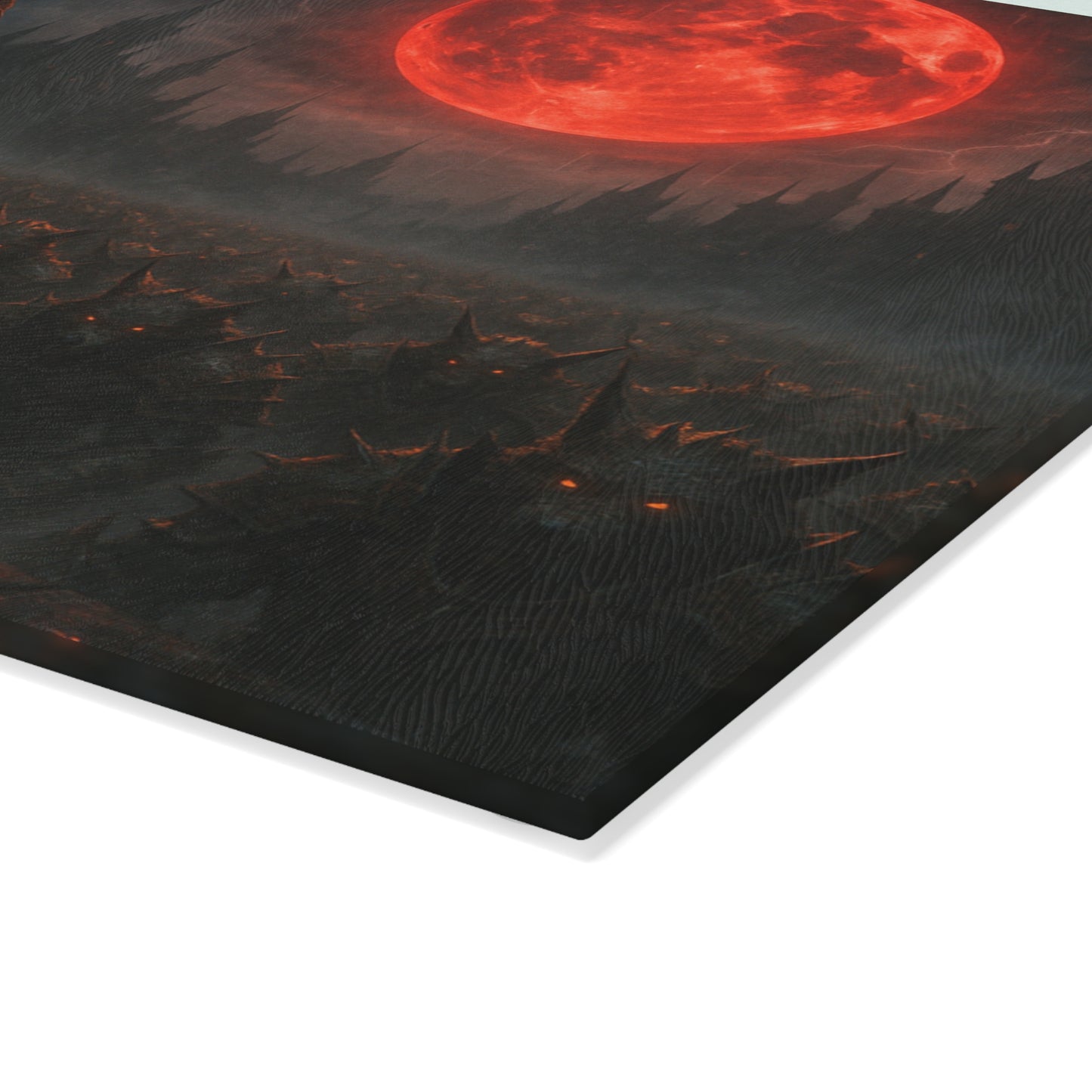 Vampire Blood Moon Glass Cutting Board — Gothic Kitchen Décor