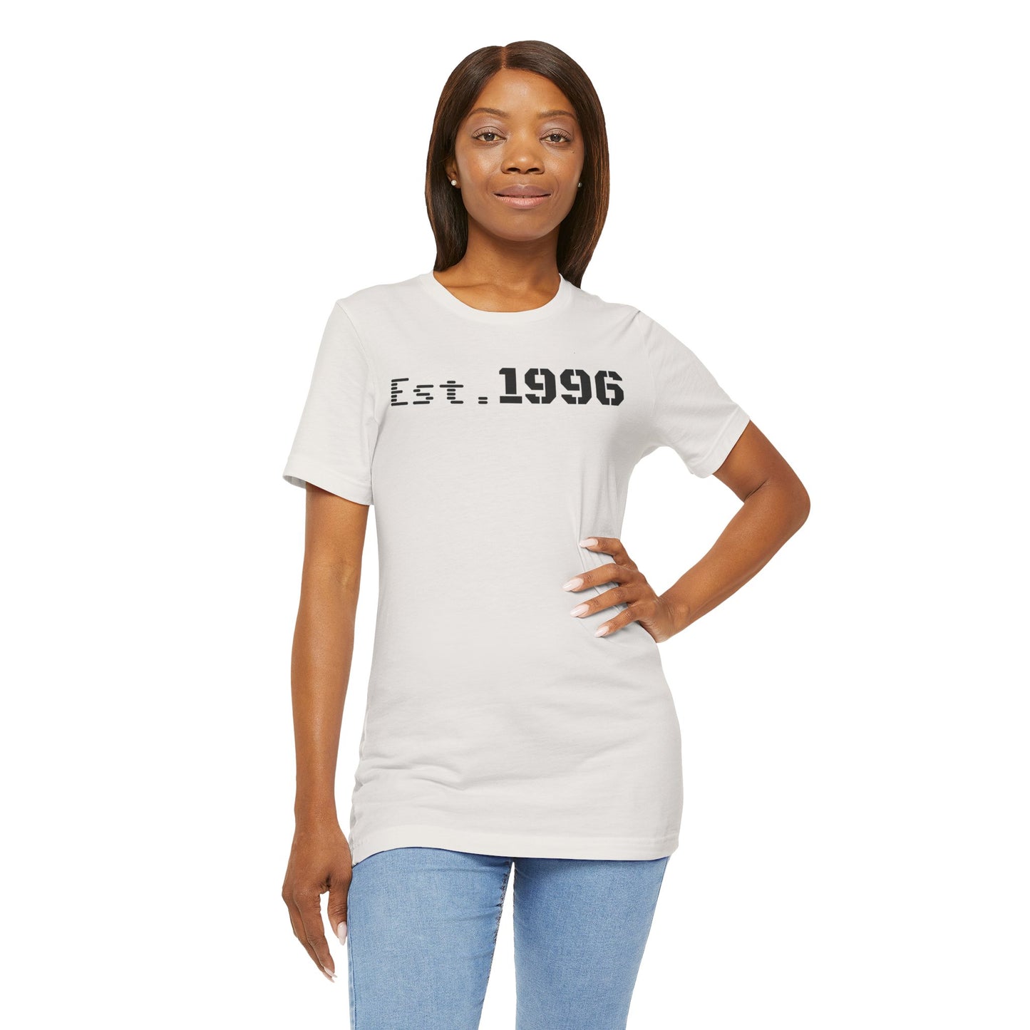 Unisex Jersey Tee - 'Est. 1996' Graphic Shirt, Birthday Gift, Casual Wear, Vintage Style, Retro Fashion, Gift for Him/Her - TRV