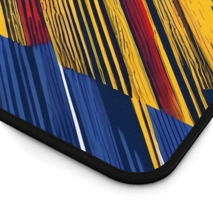 Abstract Flag Brushstroke Desk Mat — Colorful Red, Yellow & Blue Gaming/Office Mousepad