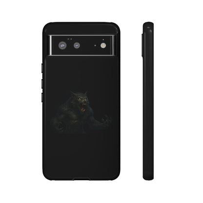Dark monster graphic werewolf phone case by Printify, featuring a tough protective design and fierce monster illustration.