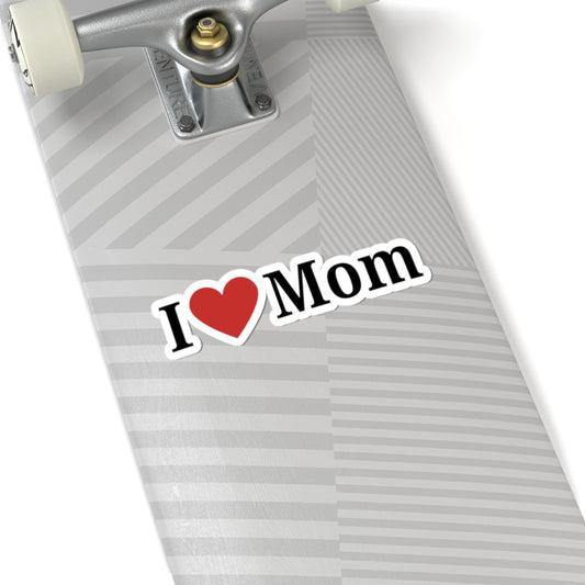 I  Mom Kiss-Cut Sticker — Retro 'I Love Mom' Laptop & Water Bottle Decal for Mother’s Day
