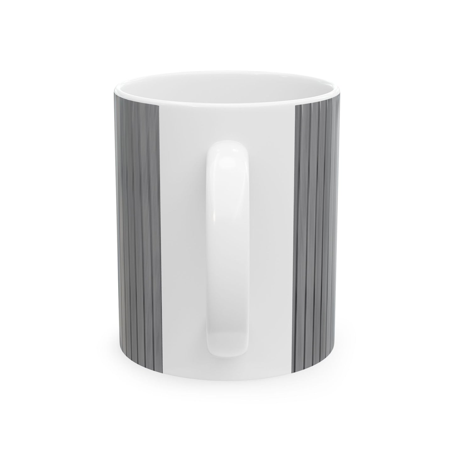 Gray Vertical Stripe Ceramic Mug — Modern Minimalist Coffee Cup (11oz, 15oz)