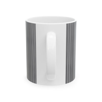 Gray Vertical Stripe Ceramic Mug — Modern Minimalist Coffee Cup (11oz, 15oz)