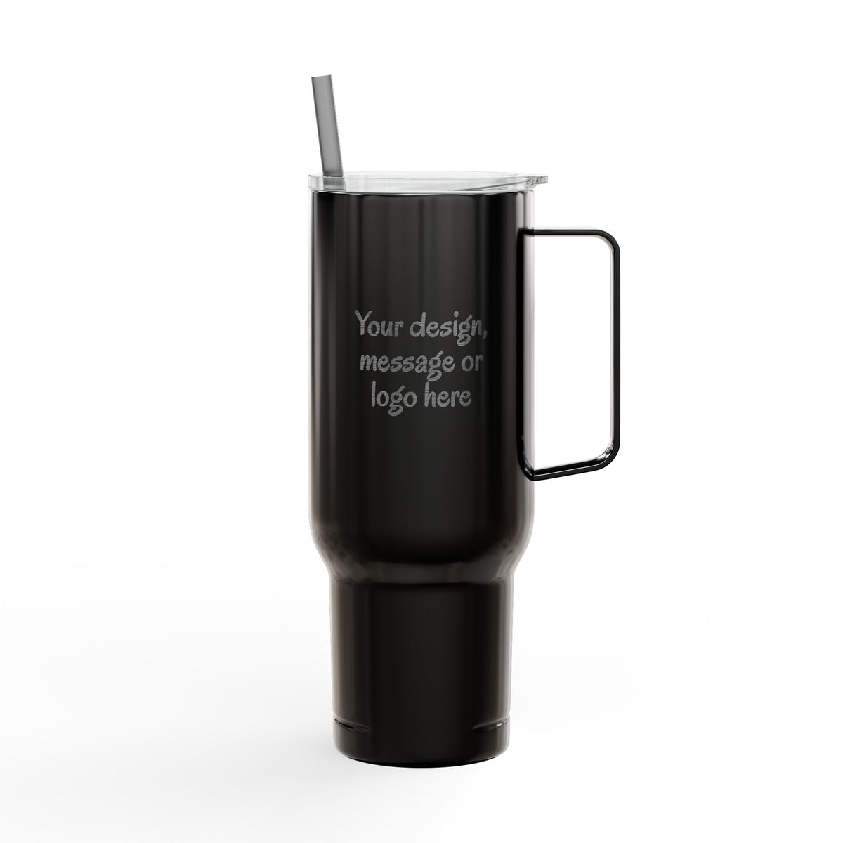 Custom engraved 40oz insulated tumbler with handle, lid and straw - view 11