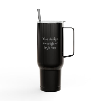 Custom engraved 40oz insulated tumbler with handle, lid and straw - view 11