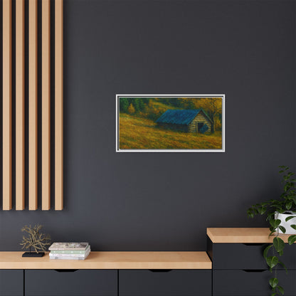 Framed Matte Canvas Print, Rustic Artwork, Farmhouse Decor, Nature Wall Art, Gift for Home, Autumn Decor, Landscape Painting