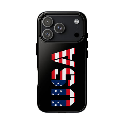 USA Phone Case with American flag design, durable Printify tough case for smartphones featuring patriotic patriotic flag imagery.