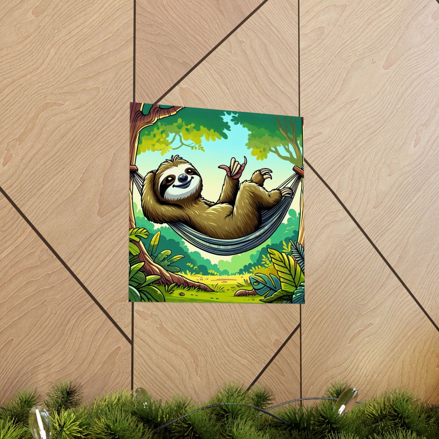 Sloth Hammock Matte Poster — Tropical Relaxation Wall Art